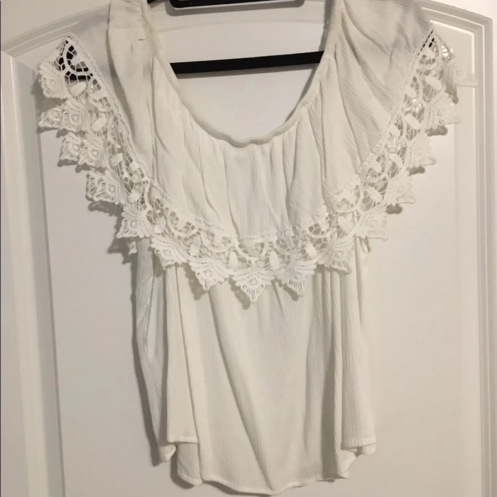 Cropped Lace Off The Shoulder Top